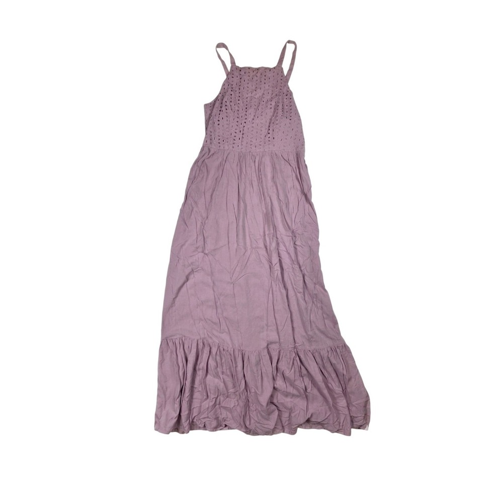 Amaram Lilac Eyelet Ruffled Sleeveless Tiered Maxi Dress Women's Size‎ Large